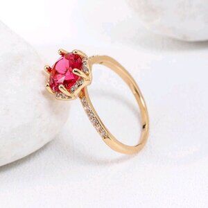 18K Gold Plate Simulated Rubi Zircon Women Ring
